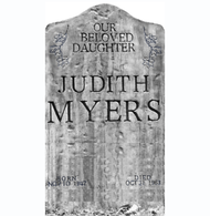 JUDITH MYERS TOMBSTONE WINDOW DECAL - HANDMADE BY SANDY
